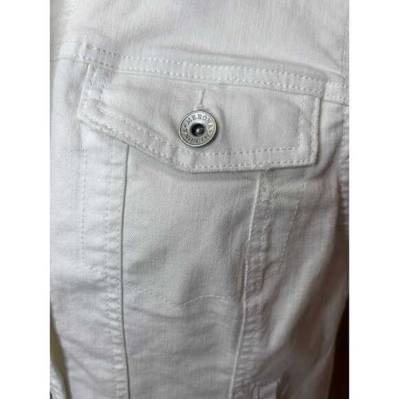 White Denim Vest "What Would Dolly Do?" Embroidery On Back Sleeveless Size M - Picture 9 of 16